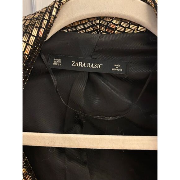 ZARA Gold Sequin Wrap Blazer Tuxedo Dress, XS $159 - Picture 6 of 13